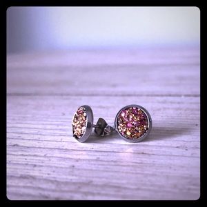 ❤️ 5 for $25 Small rainbow aura druzy Earrings